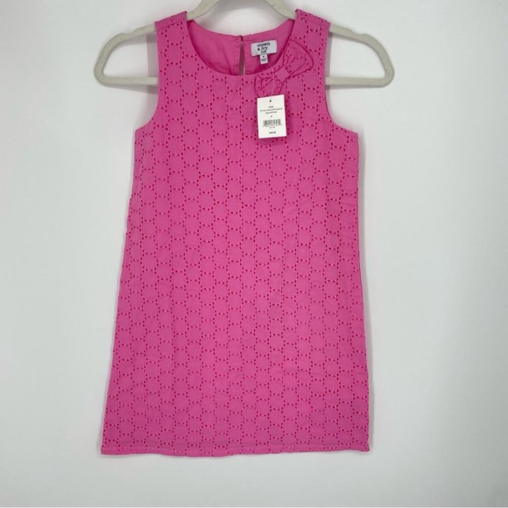 NWT Crown & Ivy eyelet Dress girls Size‎ 8 pink bow